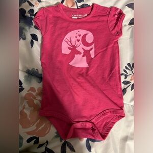 Carhartt onesie, cap sleeves, pink, deer, size 12 month